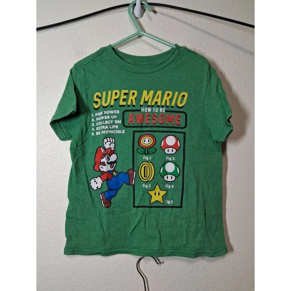Super Mario Brothers T-shirt Bundle Short Sleeve Crew Neck Boys Size XS 4/5